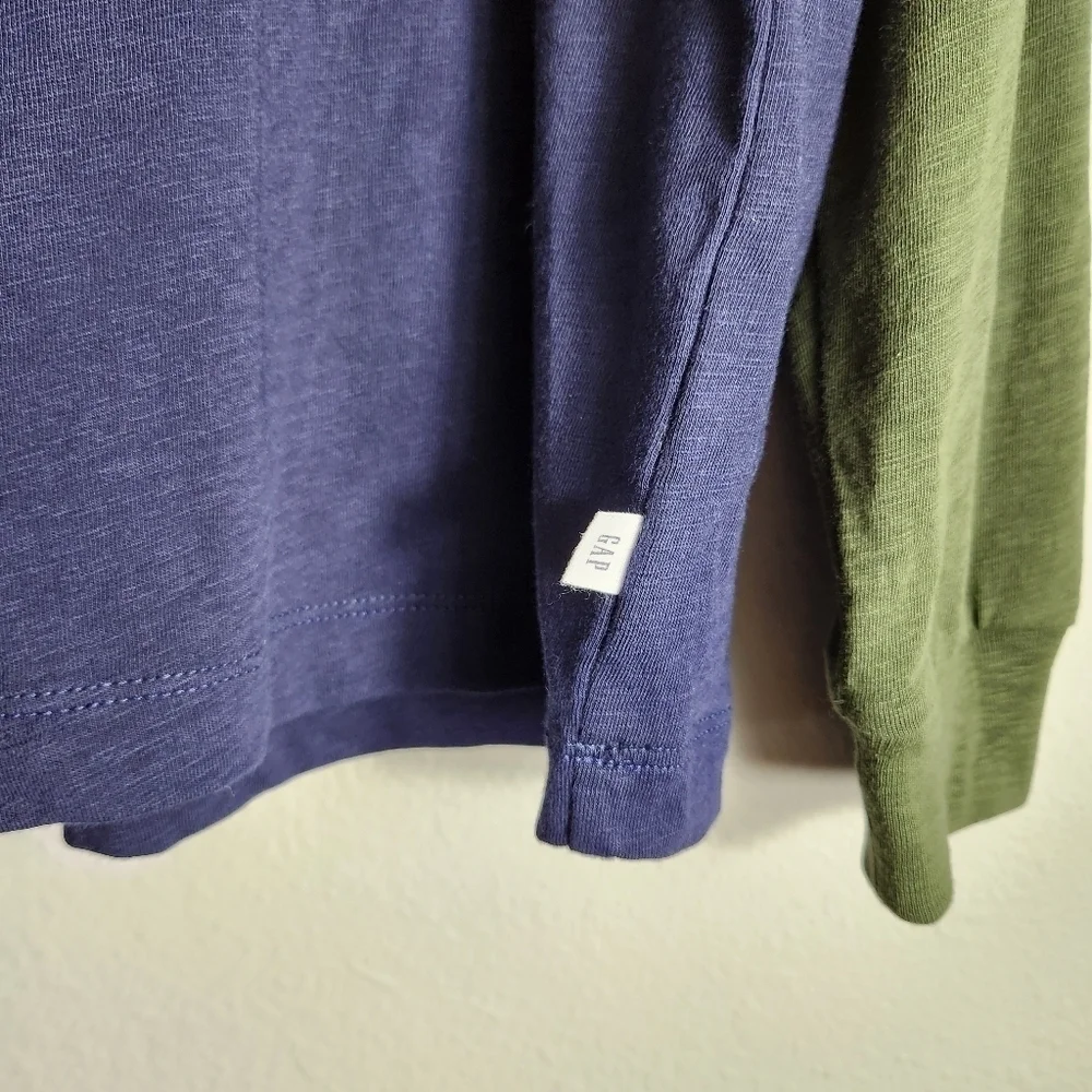 Gap Boys Navy/Olive/Brown Long Sleeve Colorblock Crewneck Tee-Size M (8) (NWT)